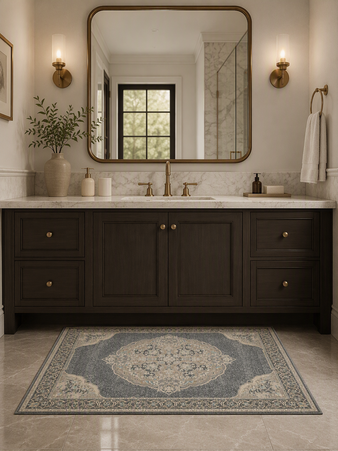 Medallion Washable Low Pile Area Rug