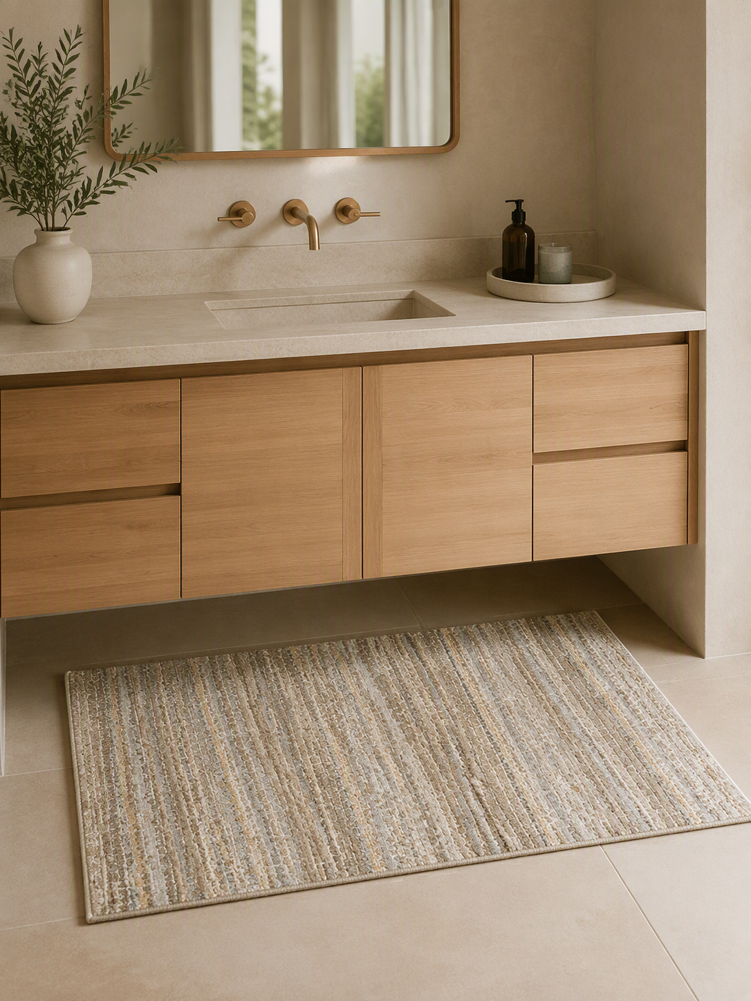 Modern Textured Striped Minimalist  Area Rug
