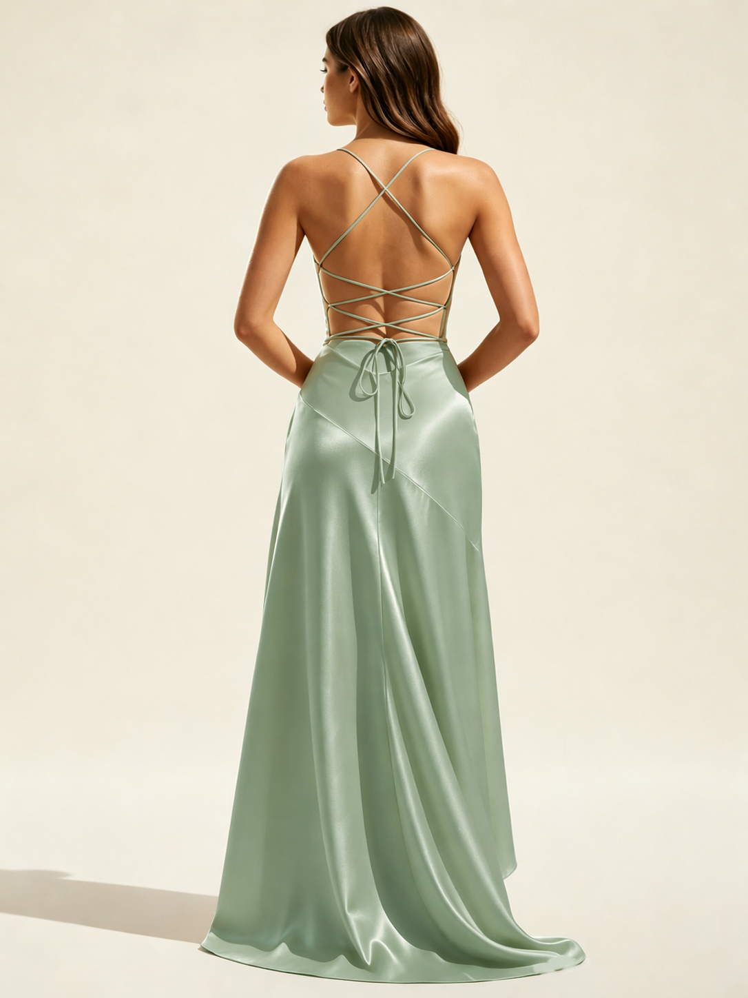 Lace-edged high-waisted strapless backless dress with pleated hem