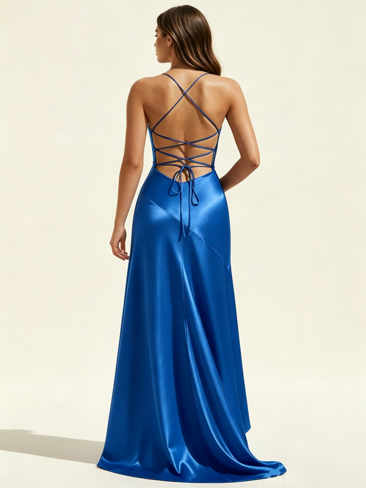 Lace-edged high-waisted strapless backless dress with pleated hem