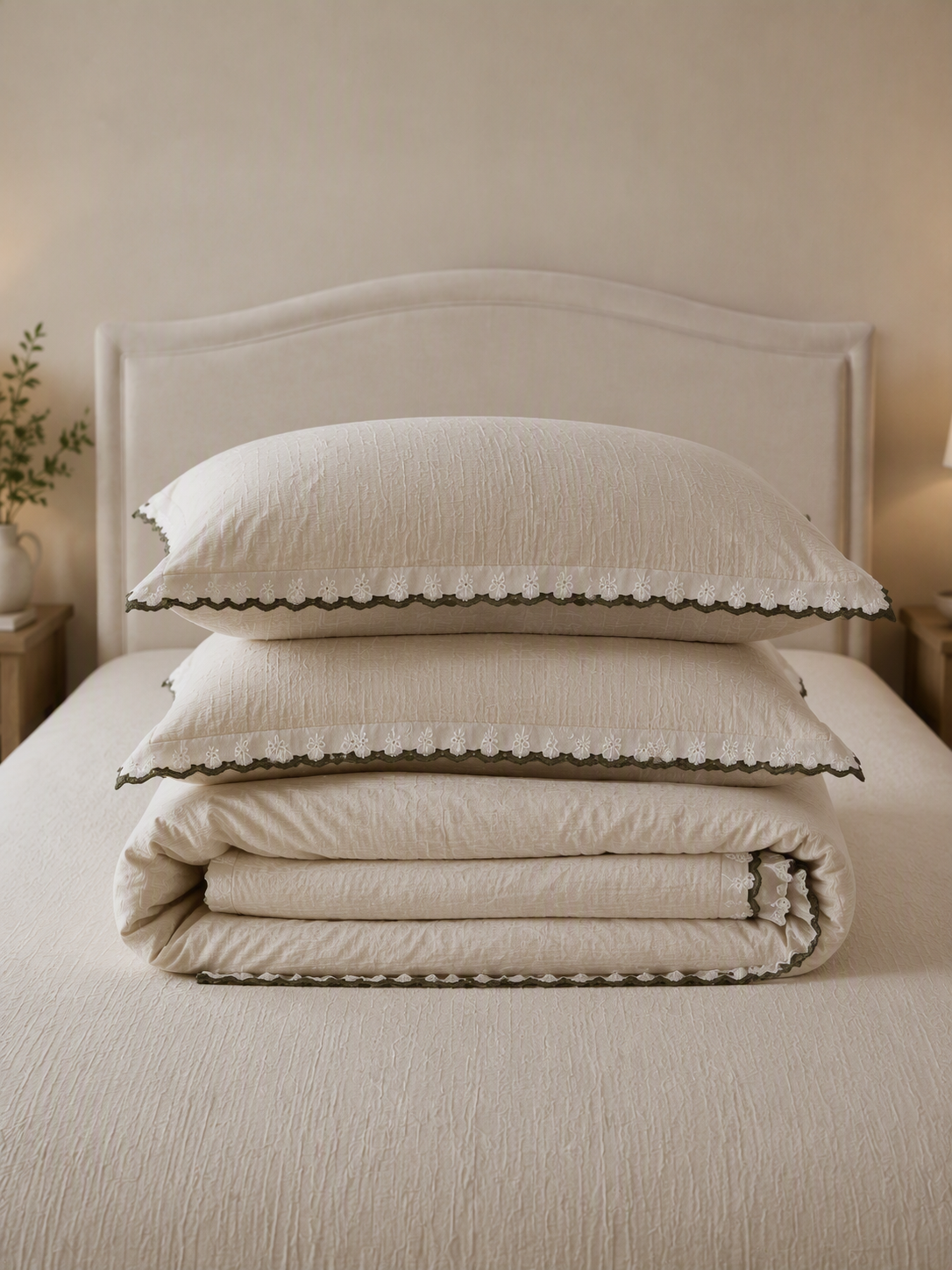 Hollow‑Out Lace Textured Cotton Bedding Set