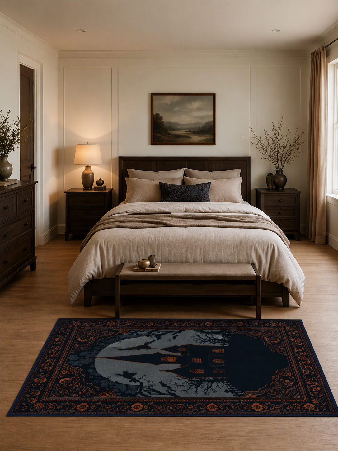 Gothic Haunted House Halloween Area Rug