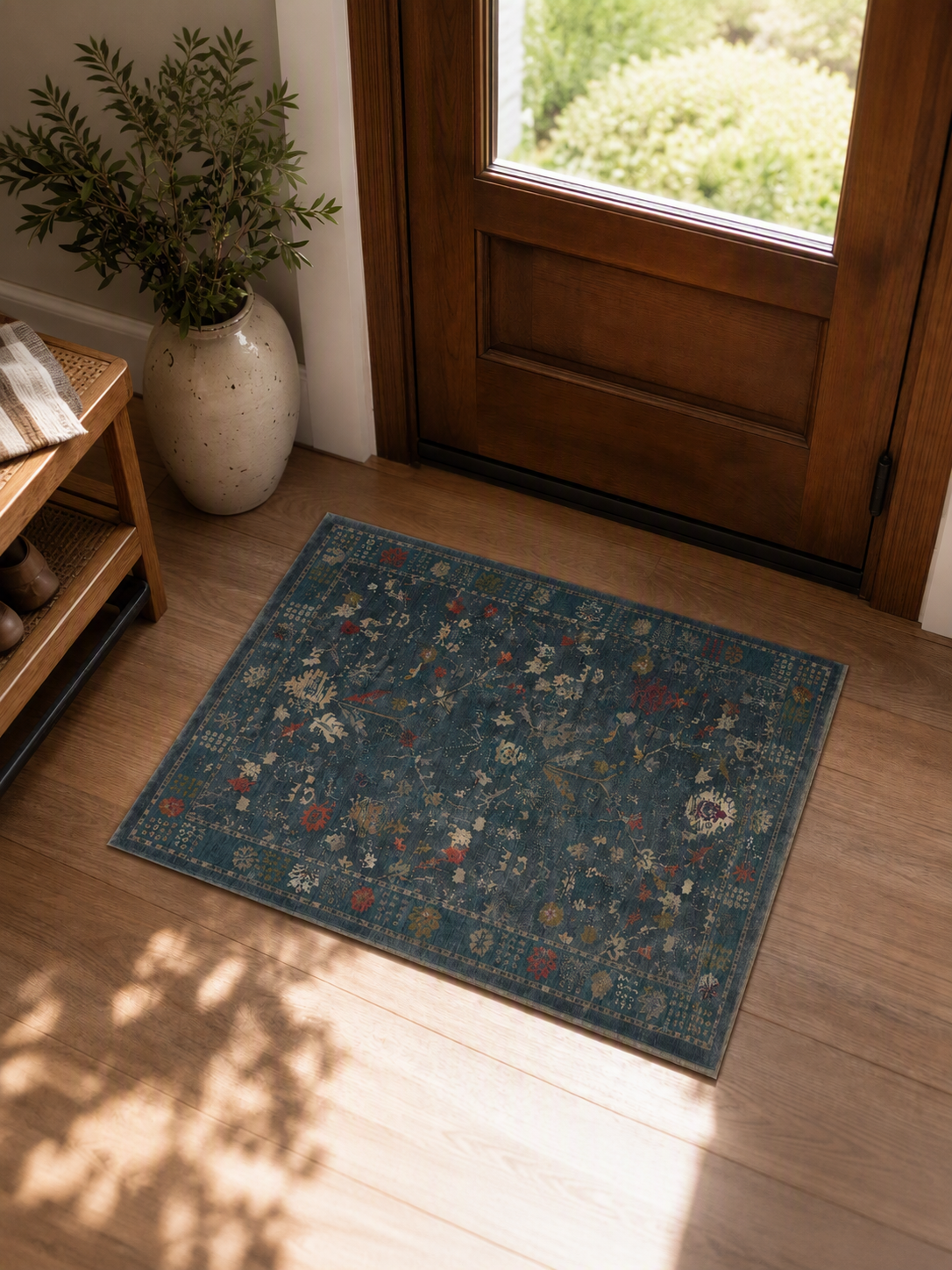 Distressed Vintage Floral Oriental Area Rug