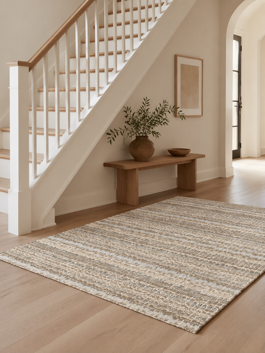 Modern Textured Striped Minimalist  Area Rug