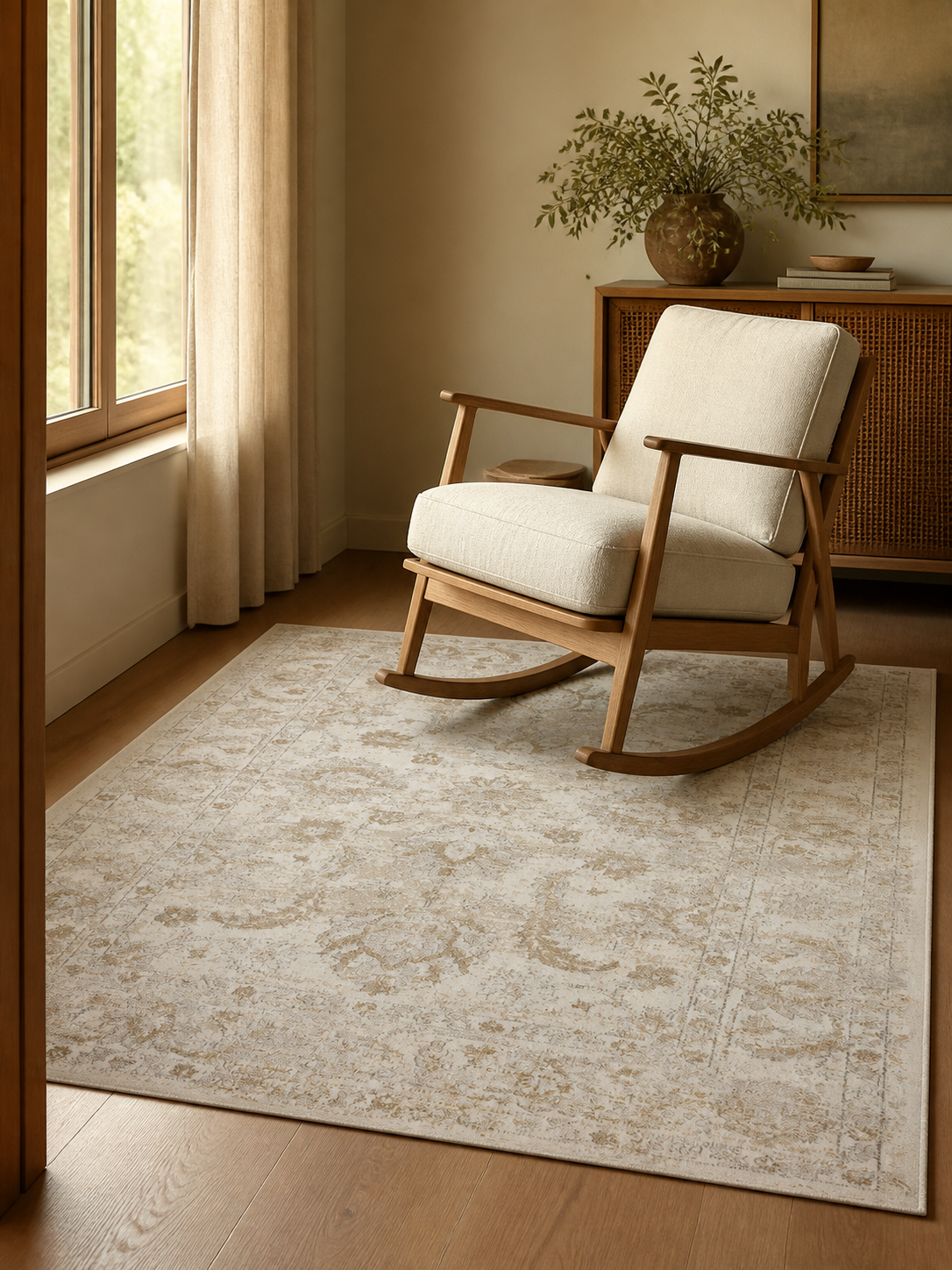 Vintage Distressed Oriental Medallion Area Rug