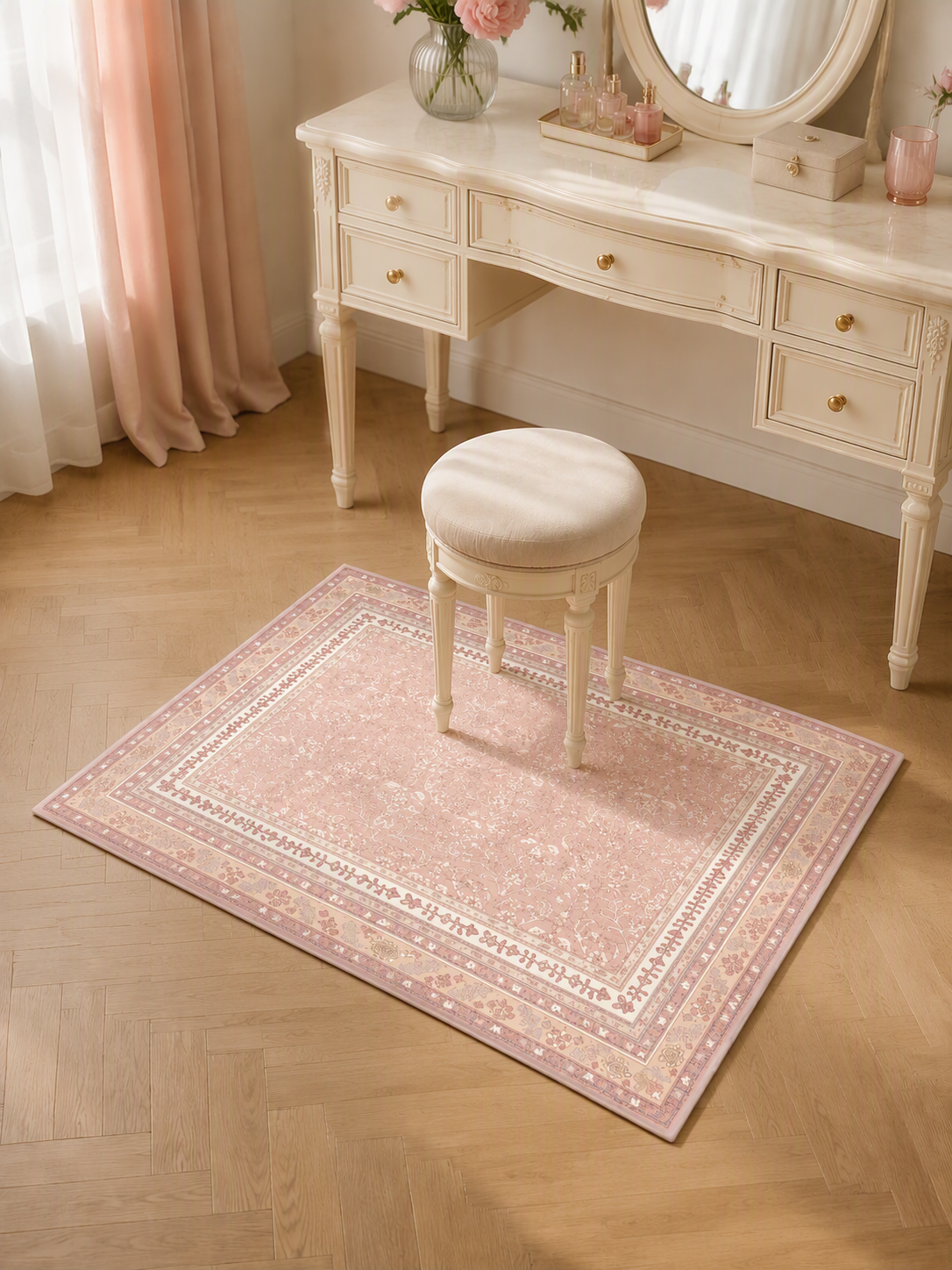 Persian Floral Bordered Area Rug