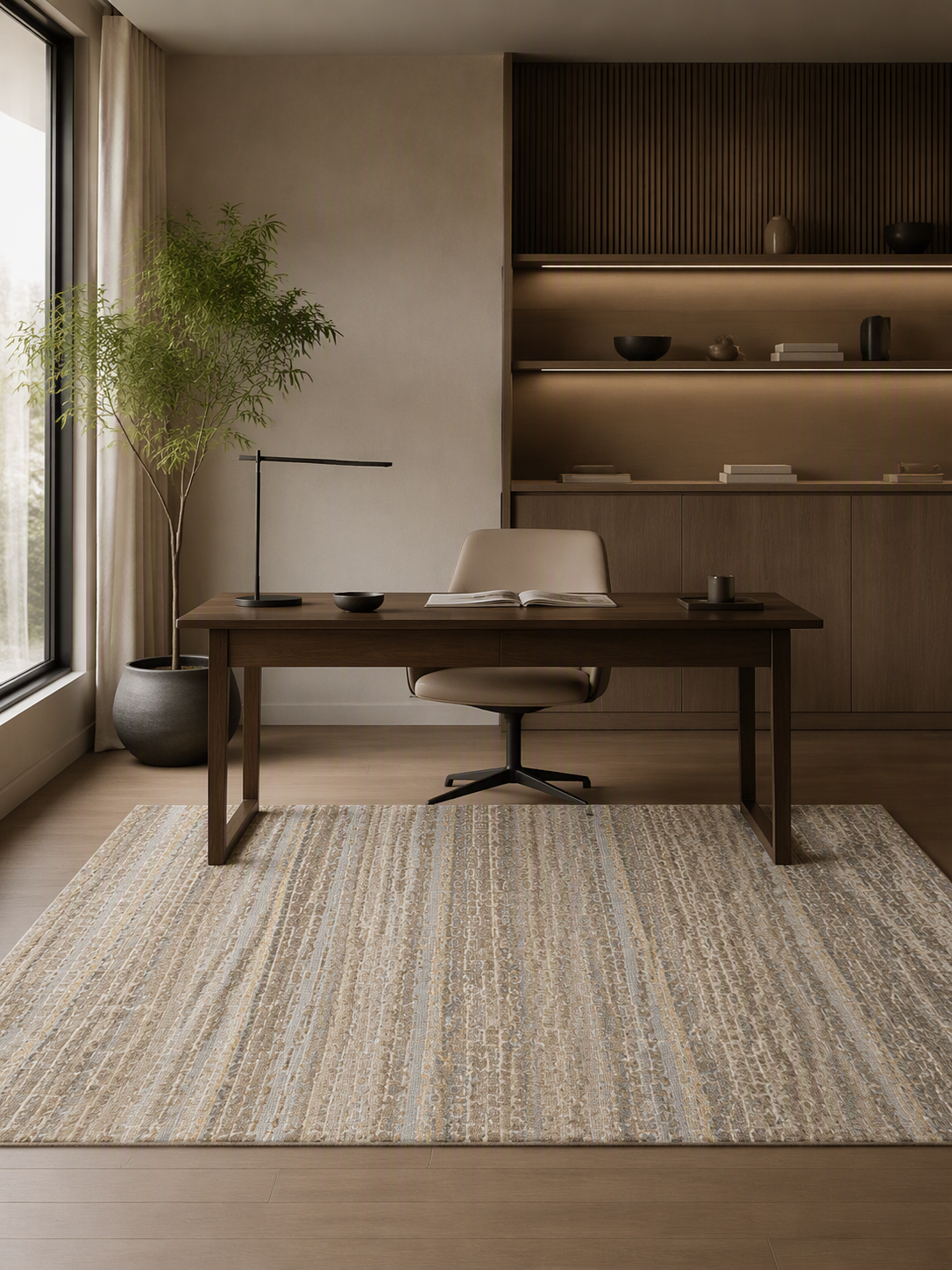Modern Textured Striped Minimalist  Area Rug
