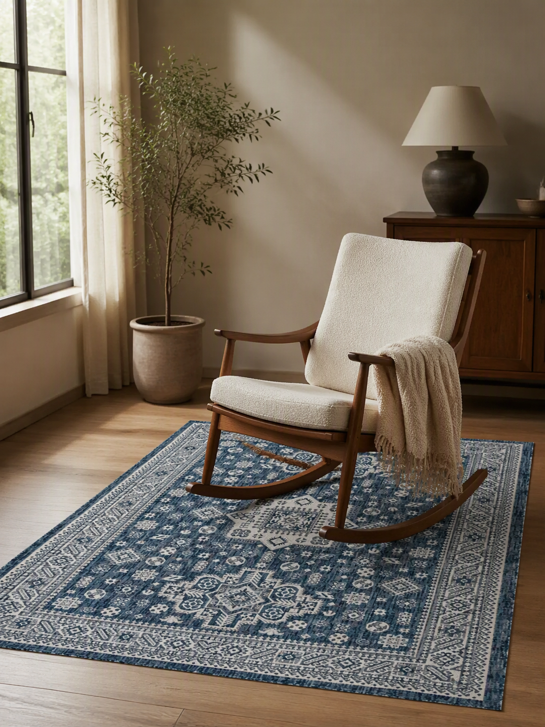 Blue Vintage Medallion Tribal‑Inspired Area Rug