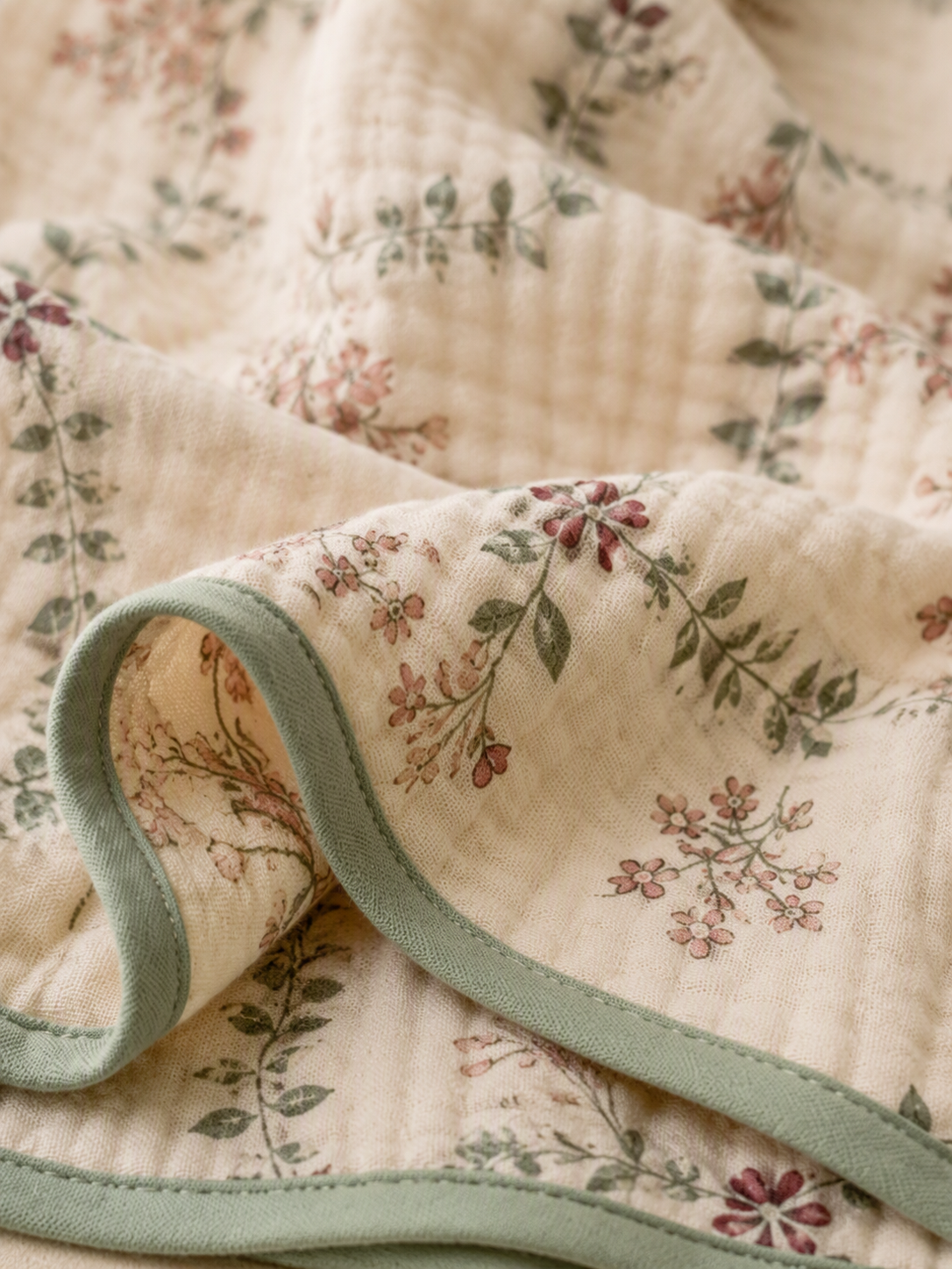 Vintage Floral Vines Quilted Throw Blanket