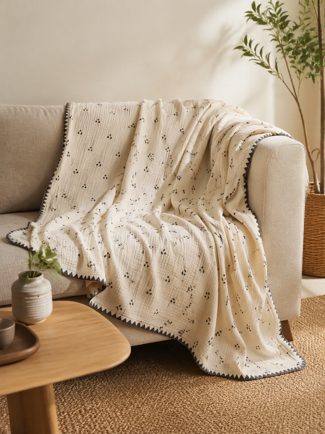 Pure Cotton Skin‑Friendly Dainty Tiny Floral Blanket