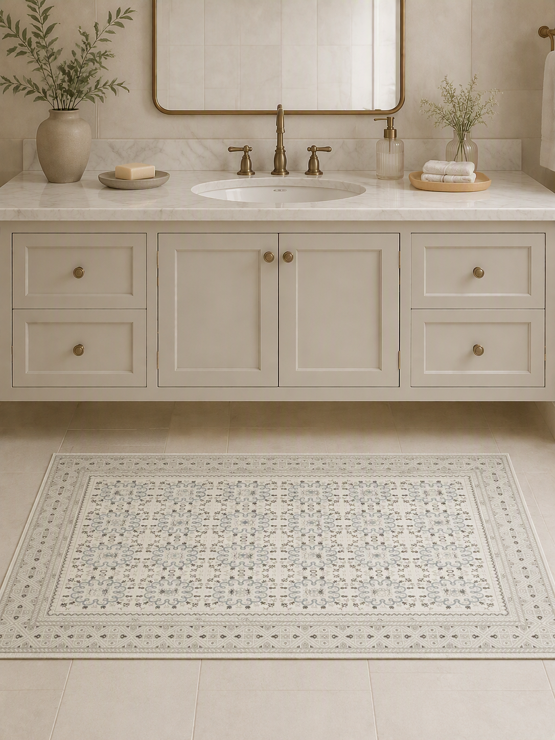 Multi‑Border Geometric Pattern Area Rug