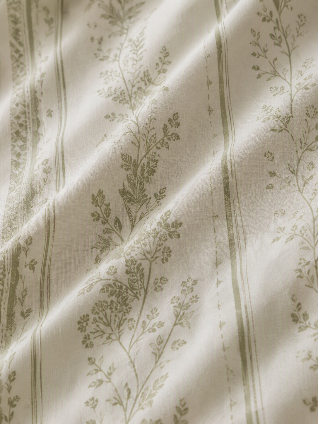 5‑Piece 100% Cotton Floral‑Stripe Bedding Set