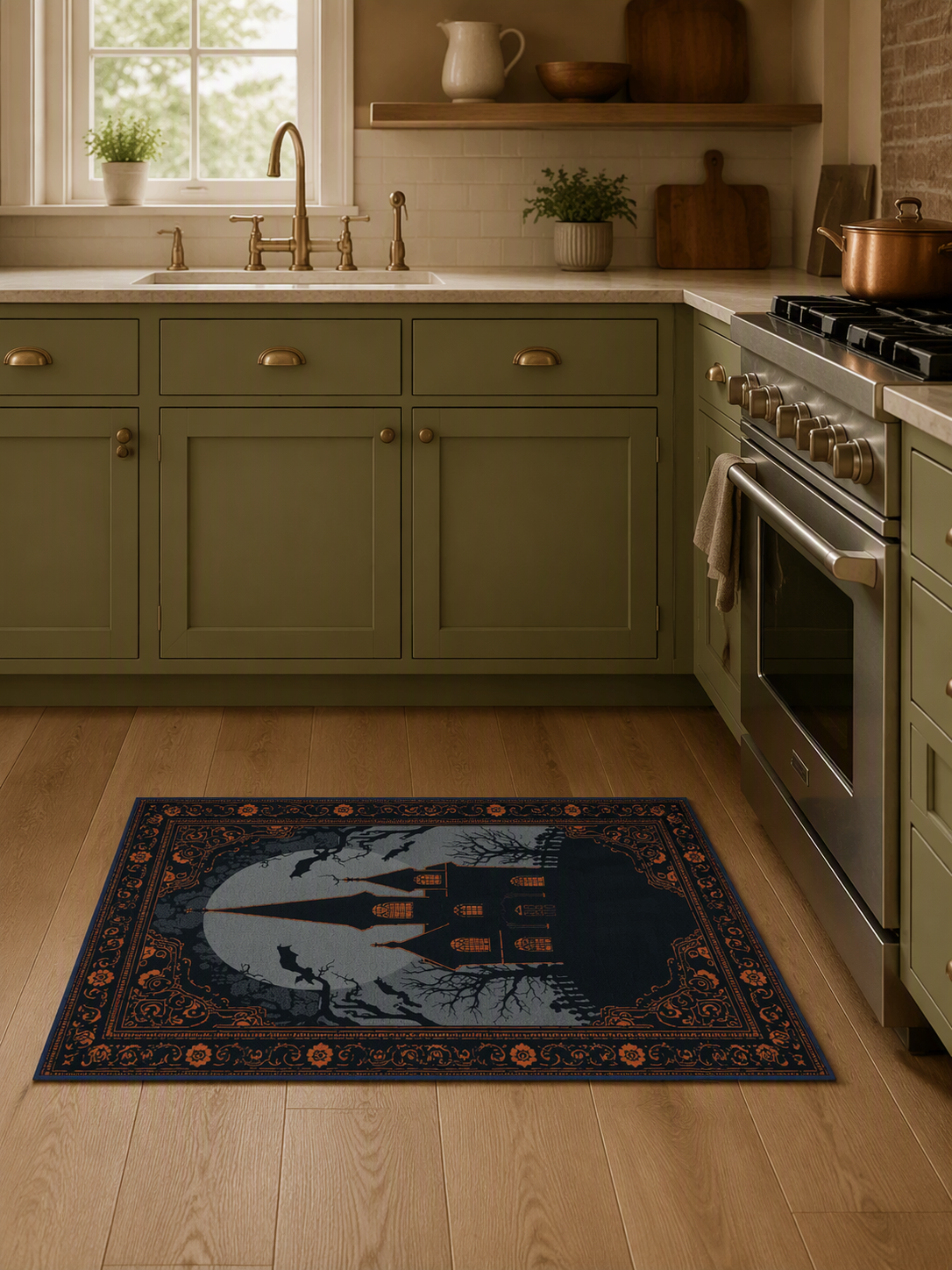 Gothic Haunted House Halloween Area Rug