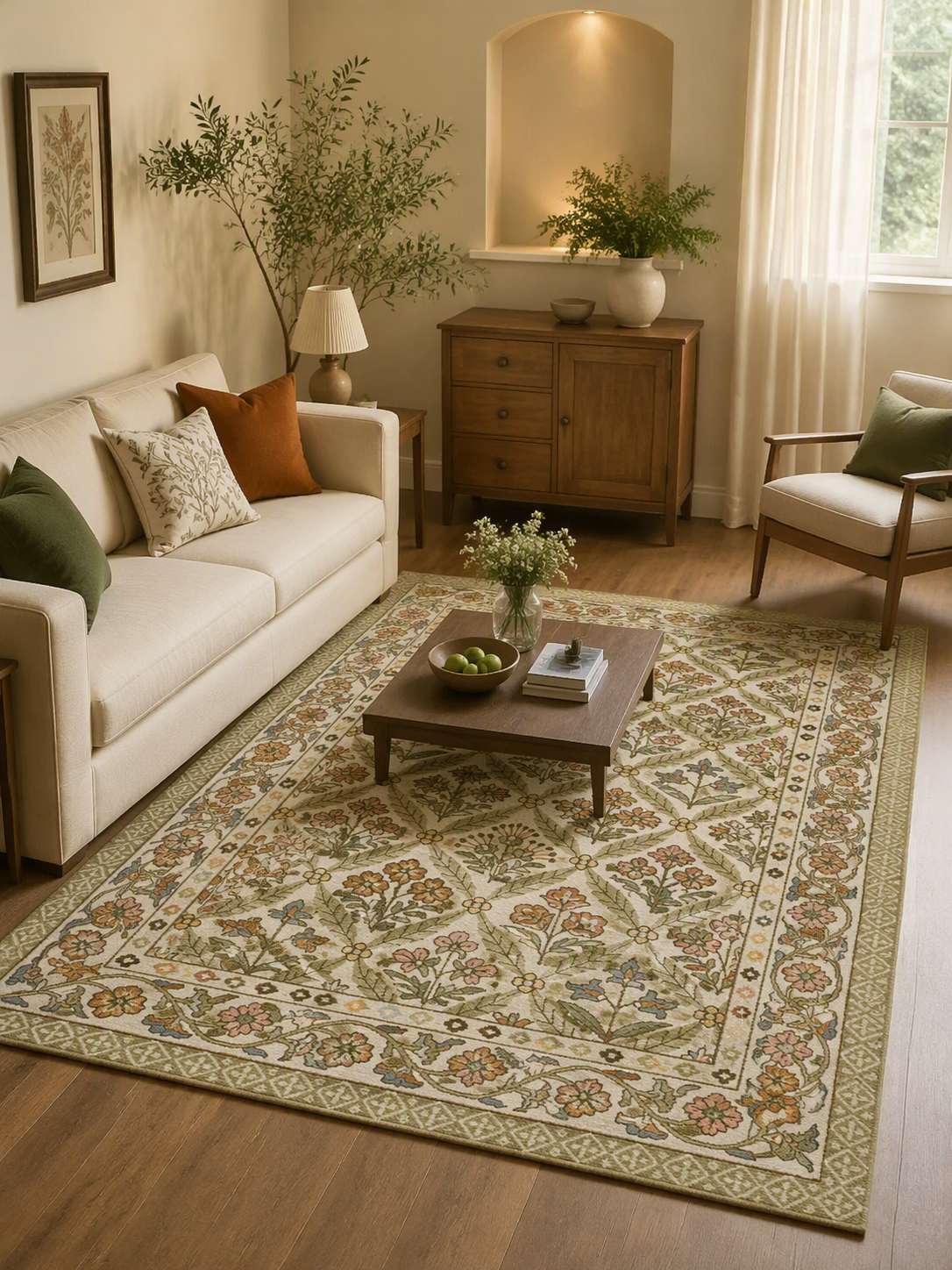 Classic Floral Lattice Area Rug