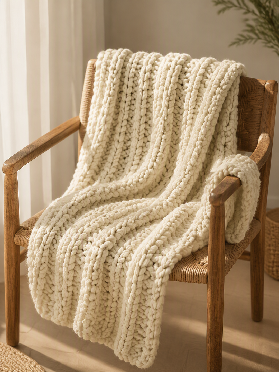 Chunky Knit Throw Cozy Blanket