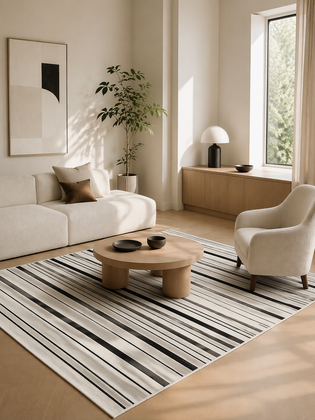 Modern Striped Flatweave Area Rug