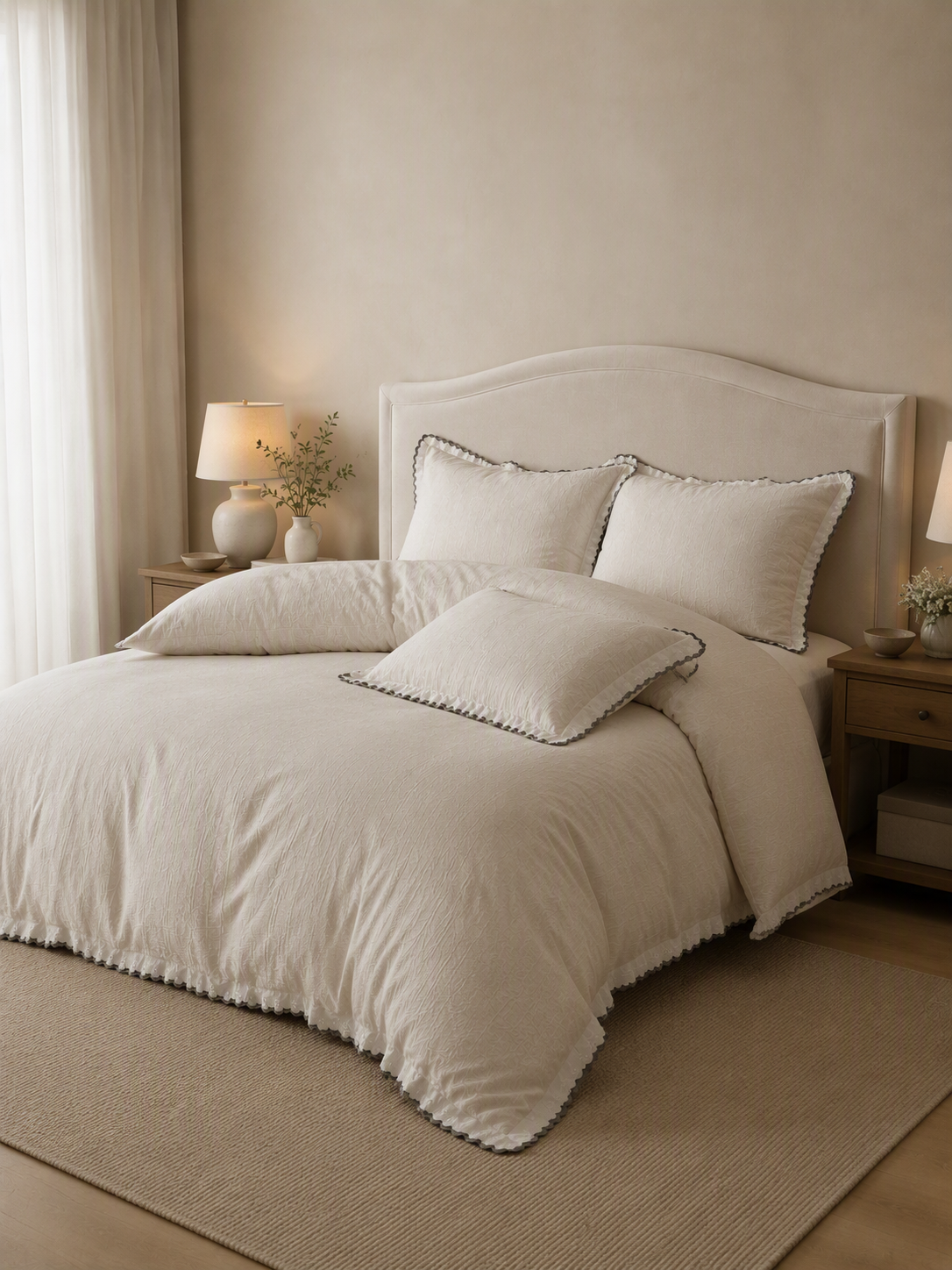 Hollow‑Out Lace Textured Cotton Bedding Set