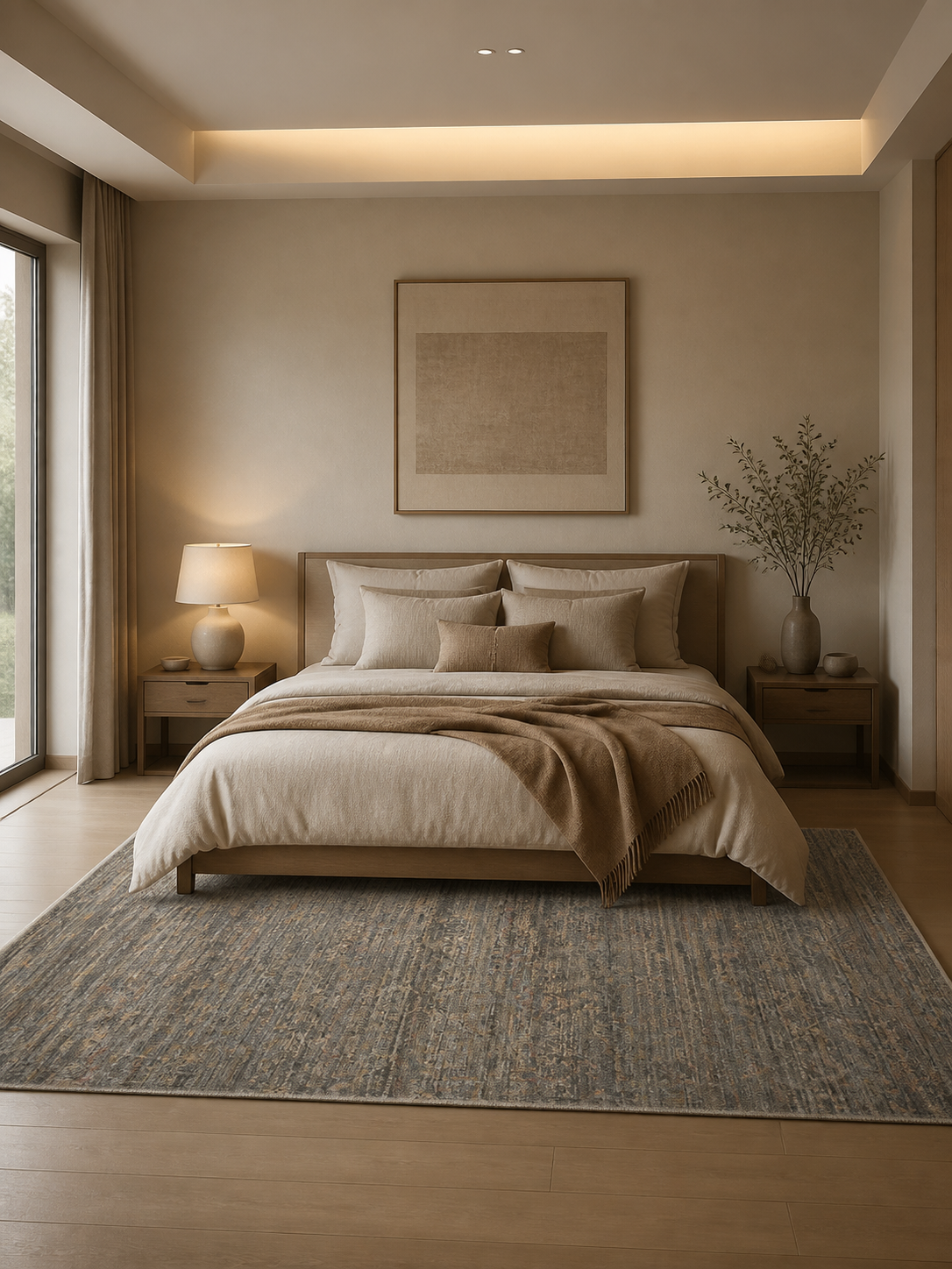 Earth Tone Distressed Vintage Washable Low Pile Area Rug