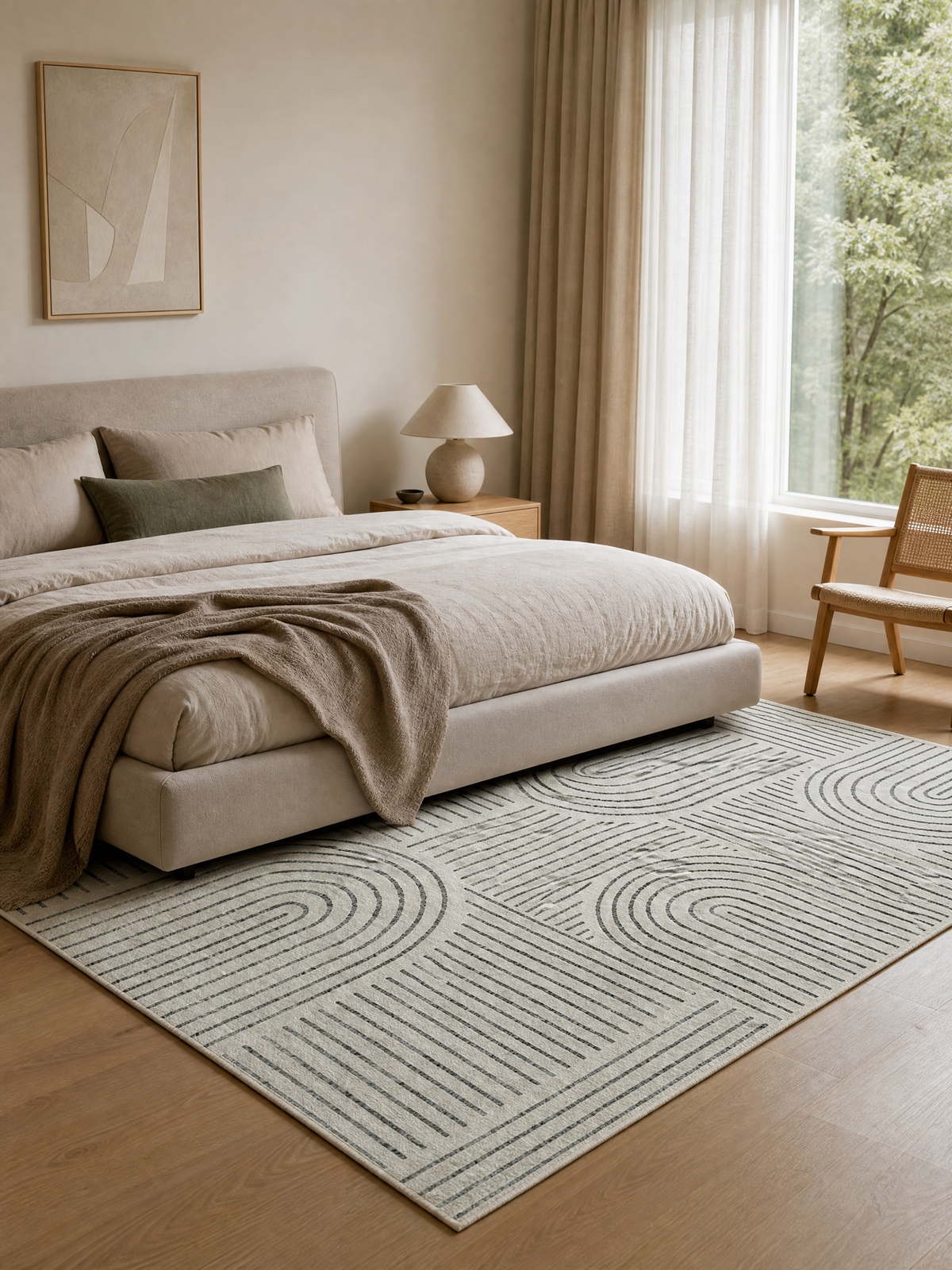 Minimalist Abstract Geometric Line Area Rug