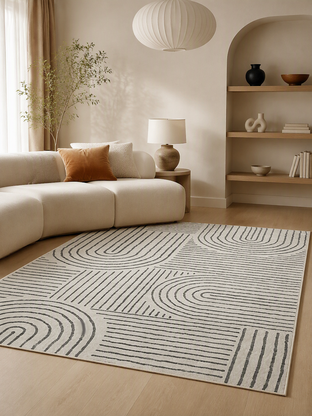 Minimalist Abstract Geometric Line Area Rug