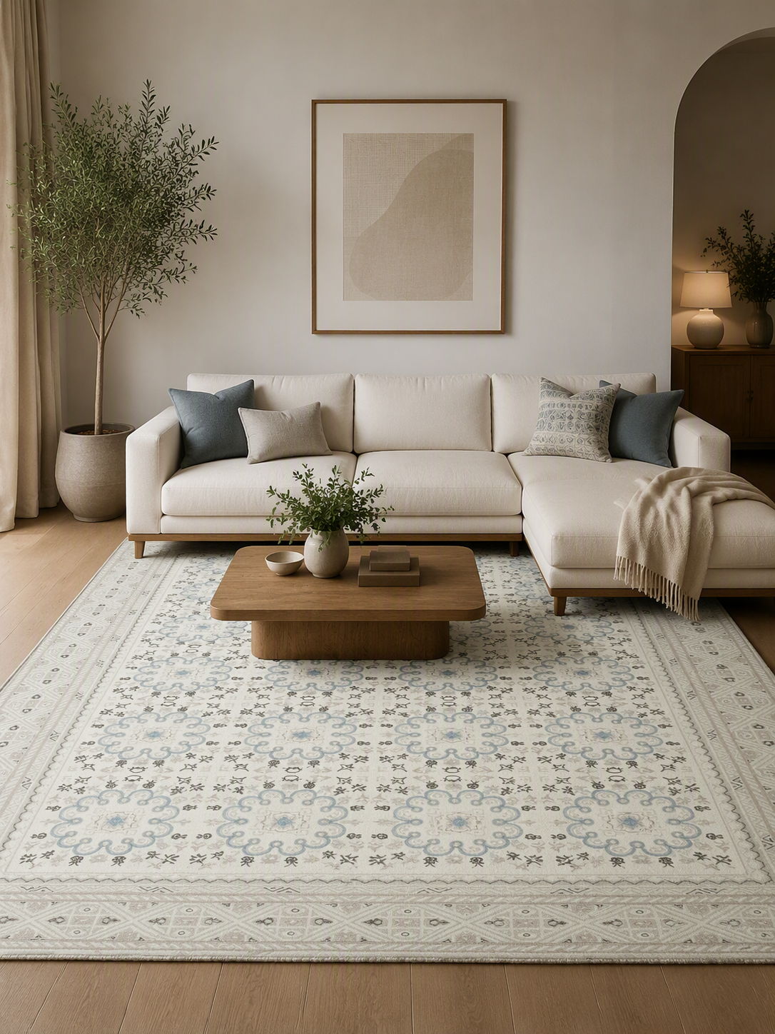 Multi‑Border Geometric Pattern Area Rug