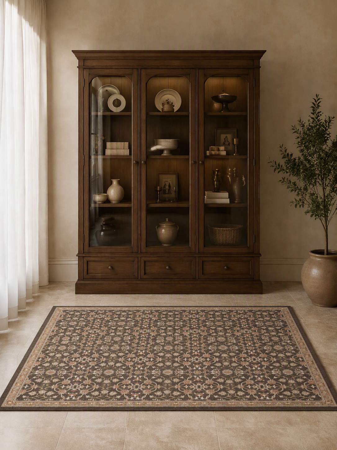 Vintage Persian Floral Washable Area Rug