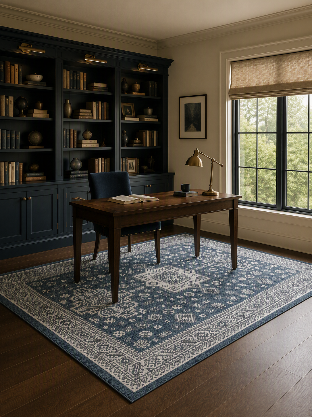 Blue Vintage Medallion Tribal‑Inspired Area Rug