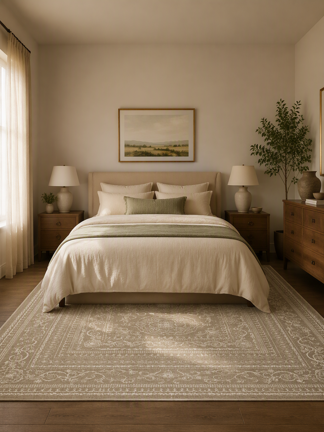 Distressed Oriental Medallion Area Rug