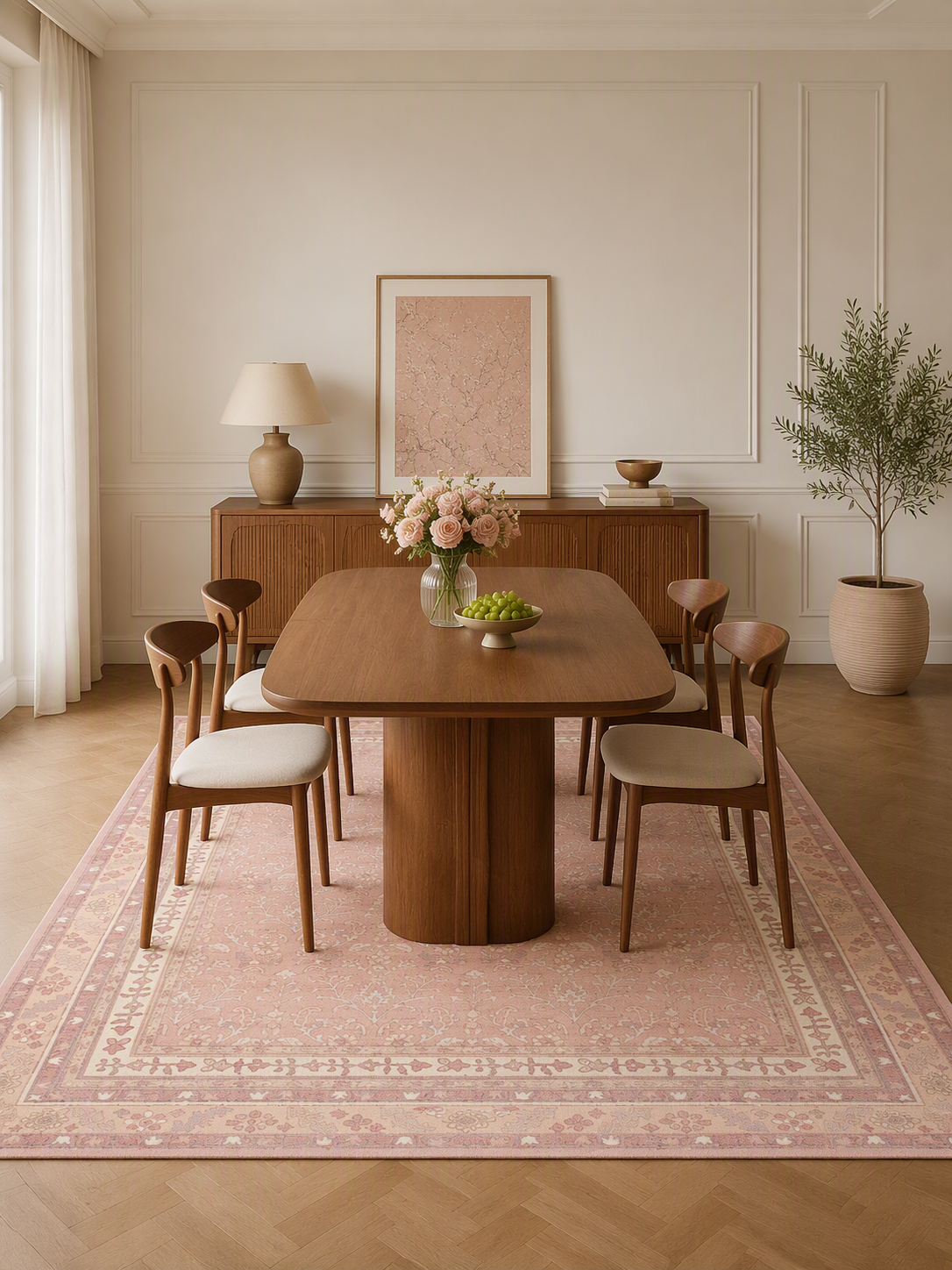 Persian Floral Bordered Area Rug