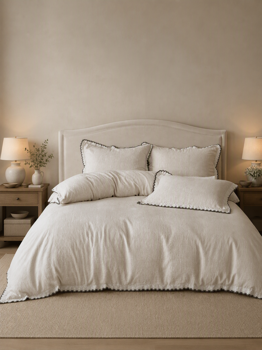 Hollow‑Out Lace Textured Cotton Bedding Set