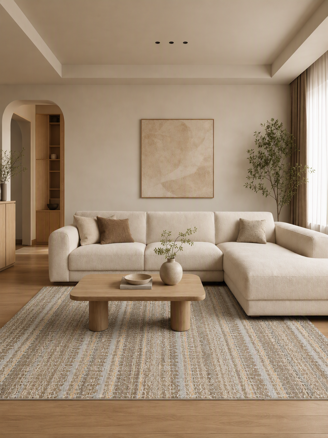 Modern Textured Striped Minimalist  Area Rug