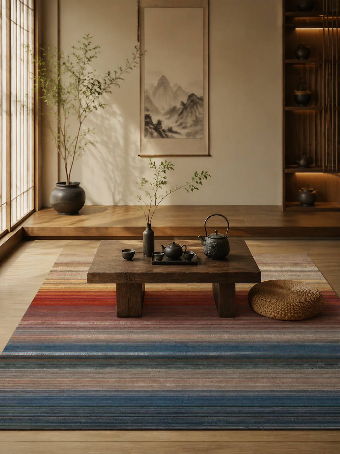 Gradient Striped Washable Non-Slip Area Rug