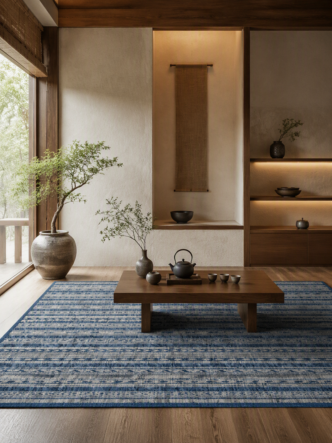 Bohemian Striped Short‑Pile Household Area Rug