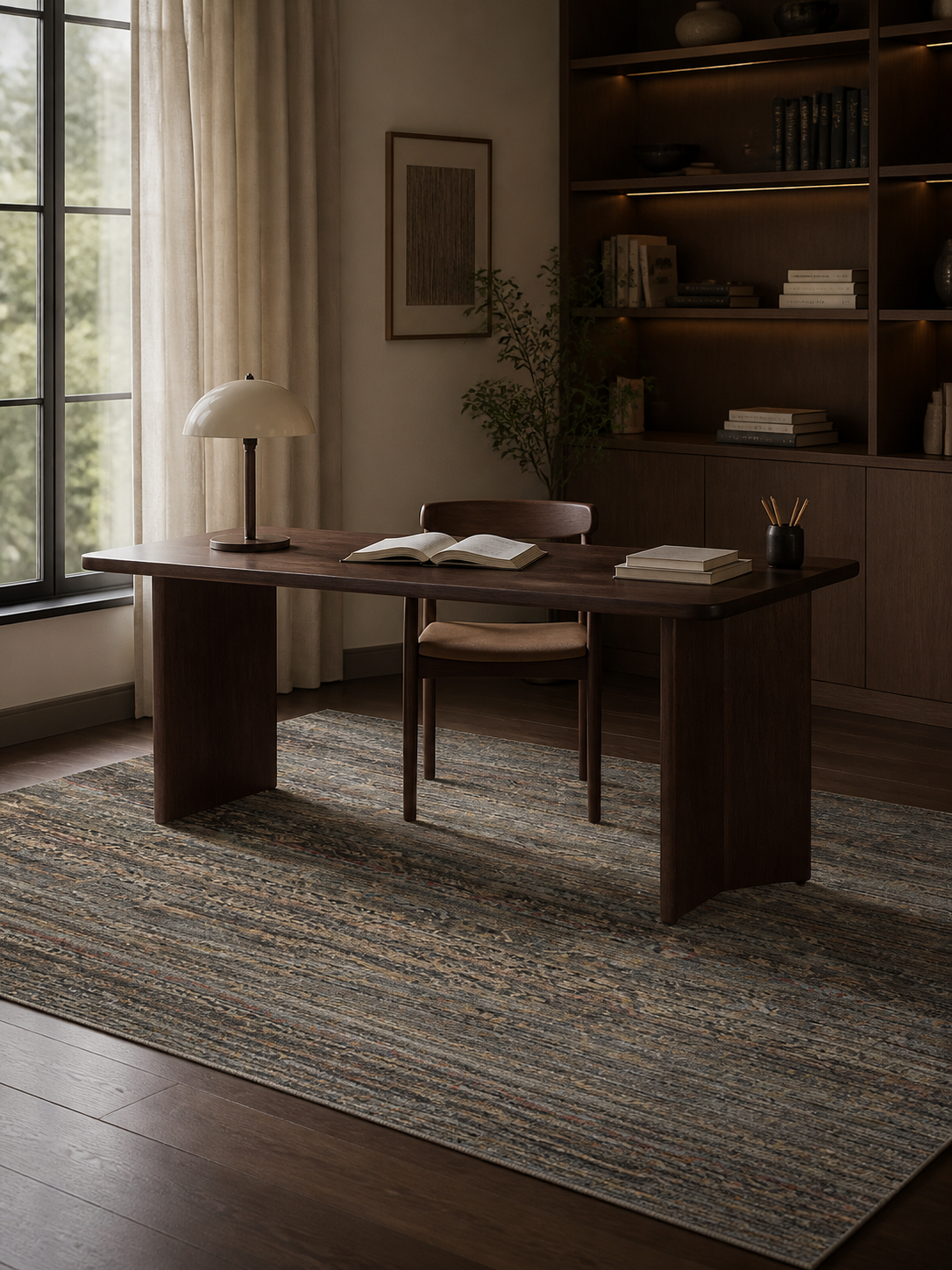 Earth Tone Distressed Vintage Washable Low Pile Area Rug