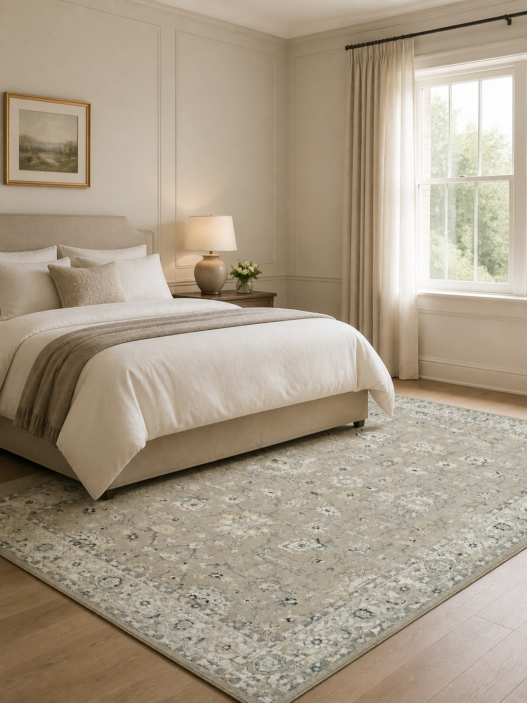 Muted Antique‑Style Floral Area Rug