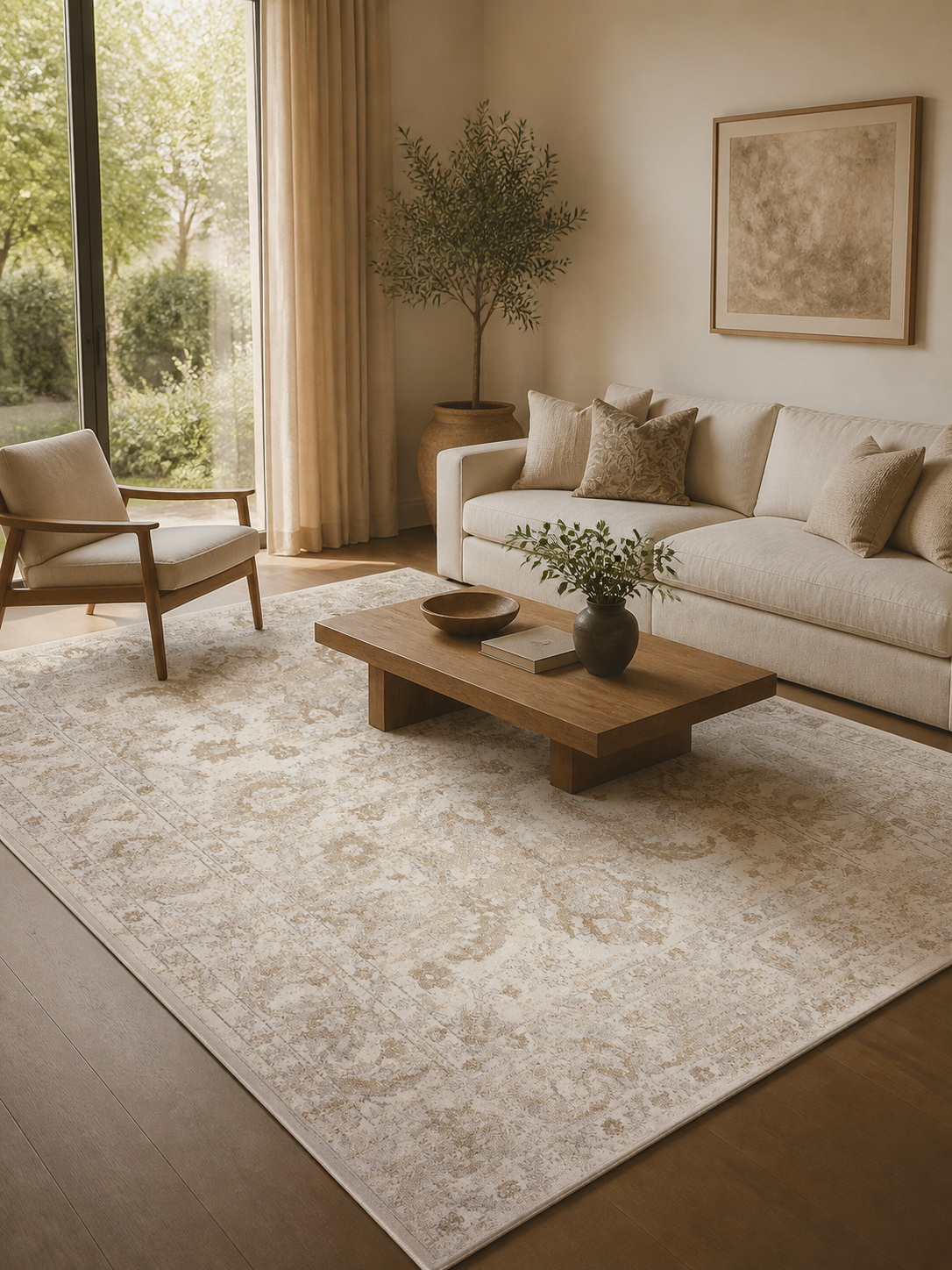Vintage Distressed Oriental Medallion Area Rug