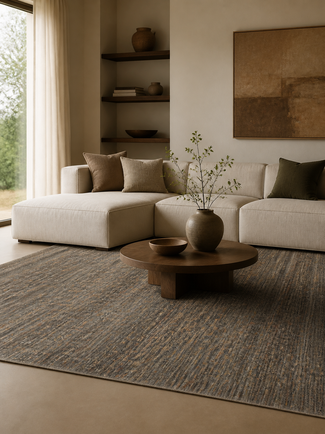 Earth Tone Distressed Vintage Washable Low Pile Area Rug