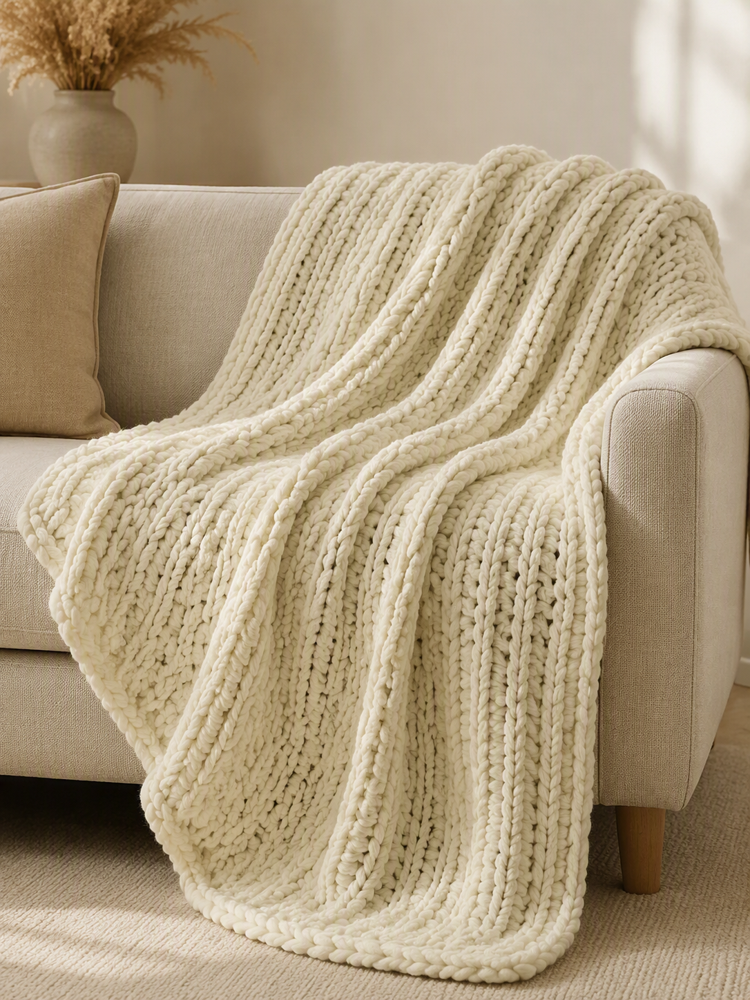 Chunky Knit Throw Cozy Blanket