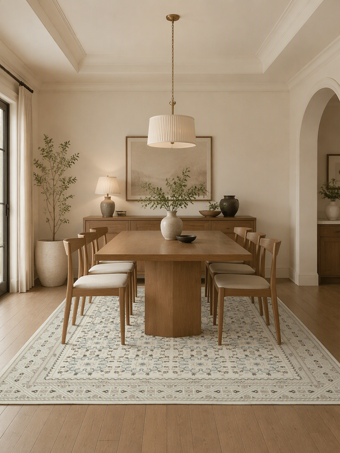 Multi‑Border Geometric Pattern Area Rug