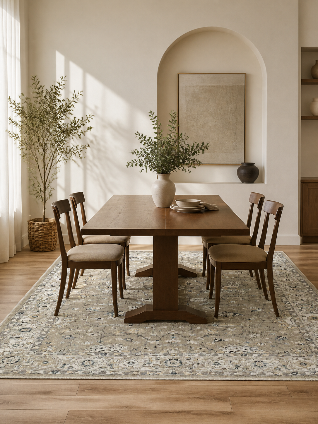 Muted Antique‑Style Floral Area Rug