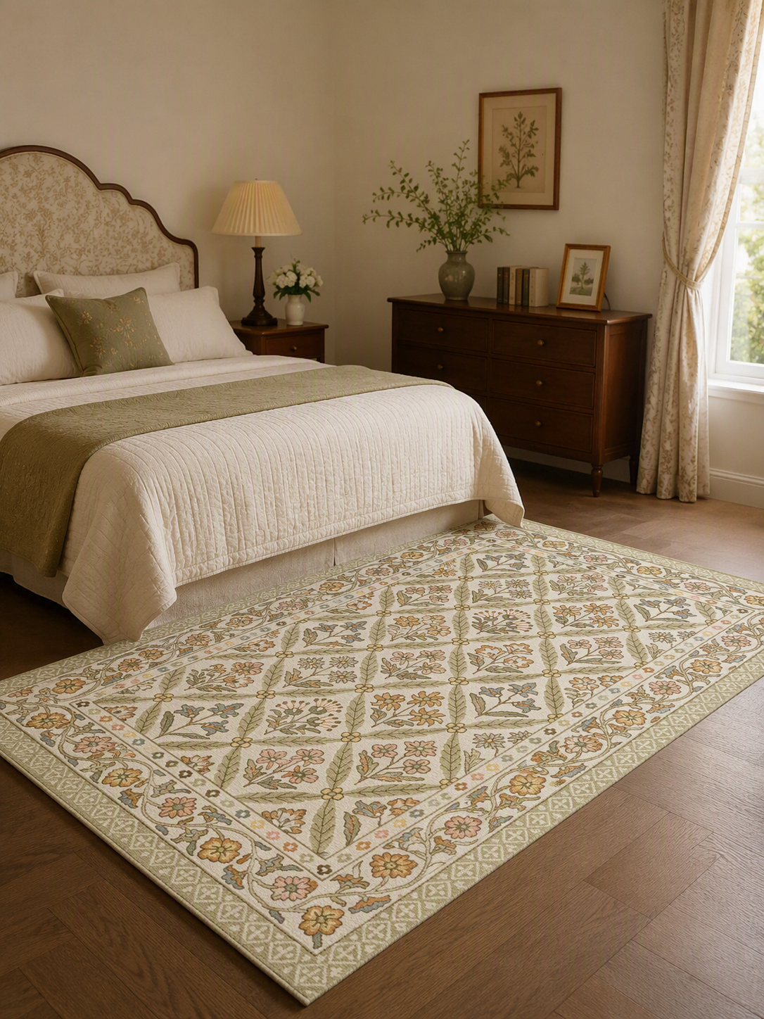 Classic Floral Lattice Area Rug