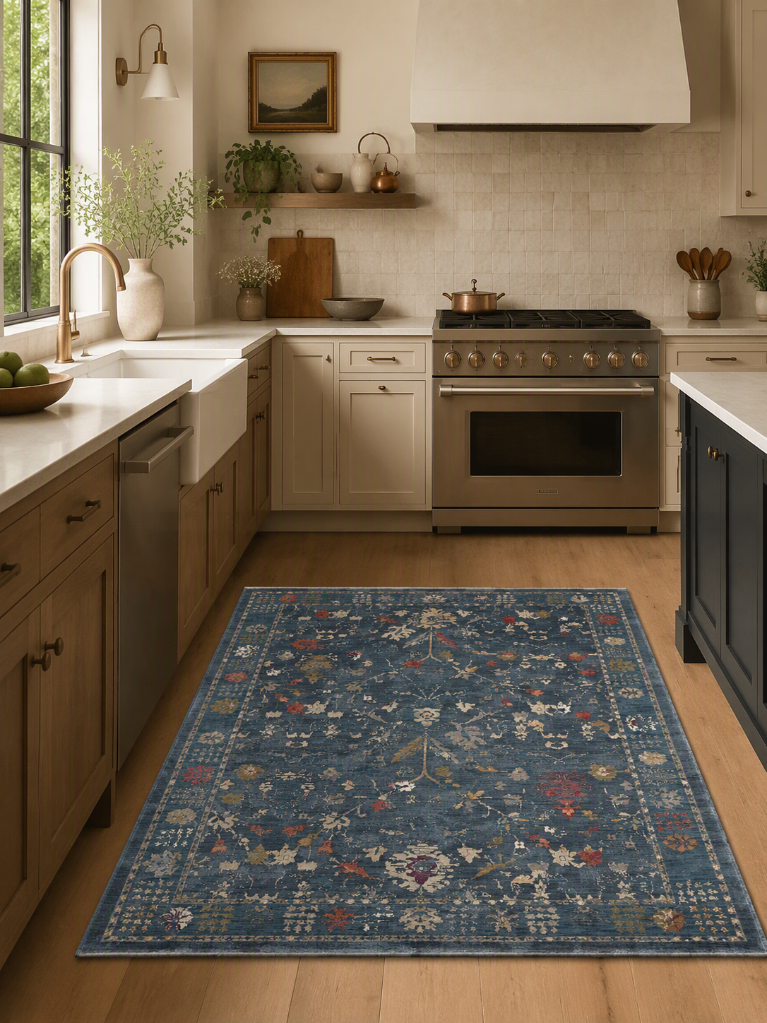 Distressed Vintage Floral Oriental Area Rug