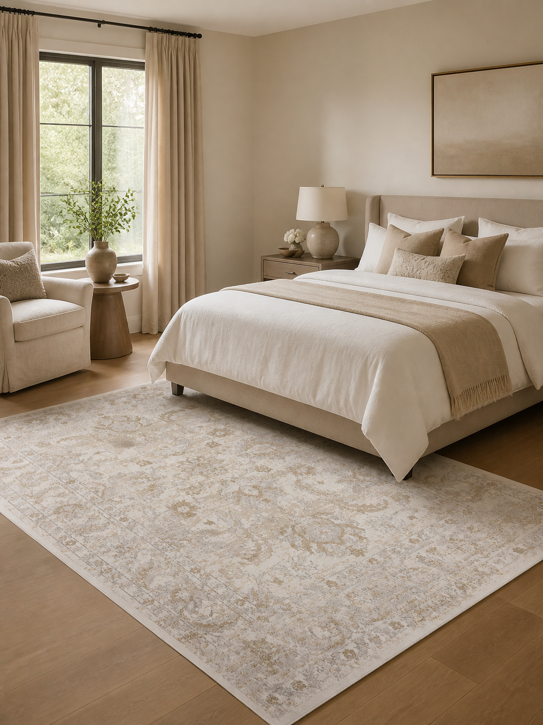 Vintage Distressed Oriental Medallion Area Rug