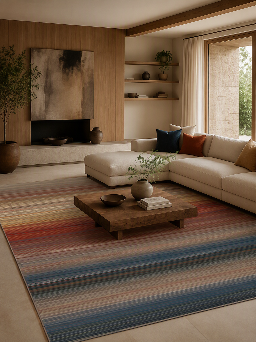 Gradient Striped Washable Non-Slip Area Rug