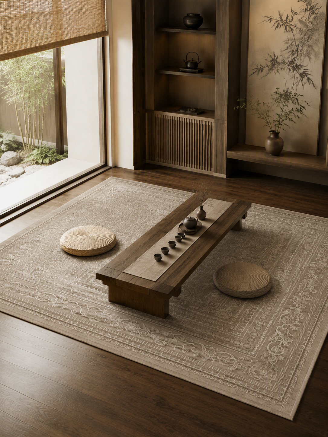 Distressed Oriental Medallion Area Rug