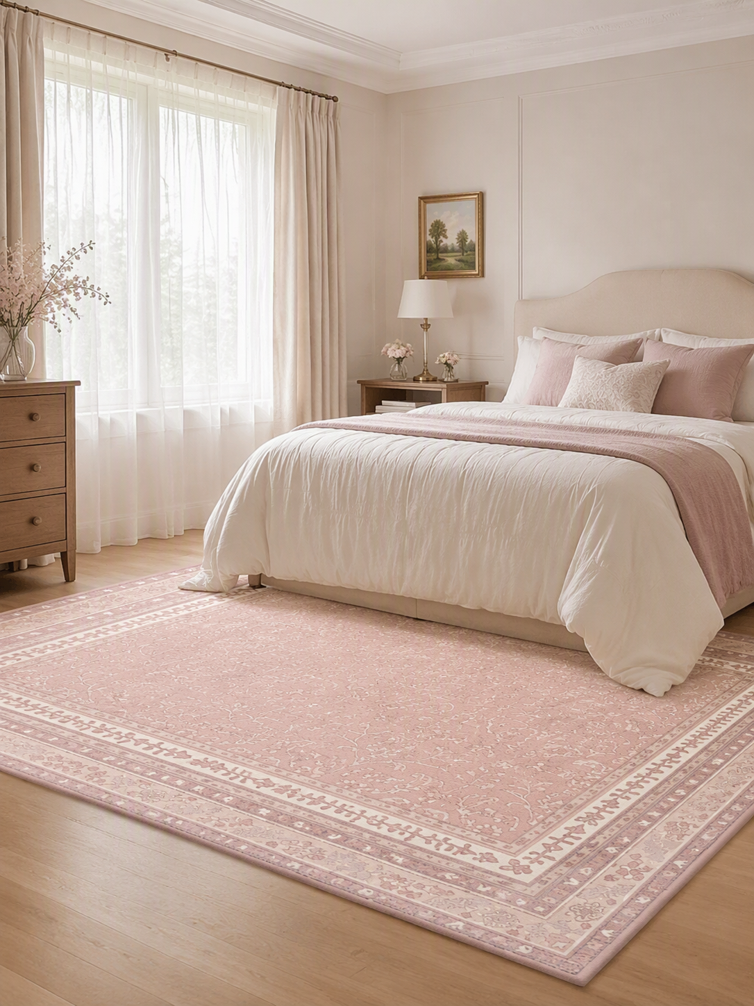 Persian Floral Bordered Area Rug