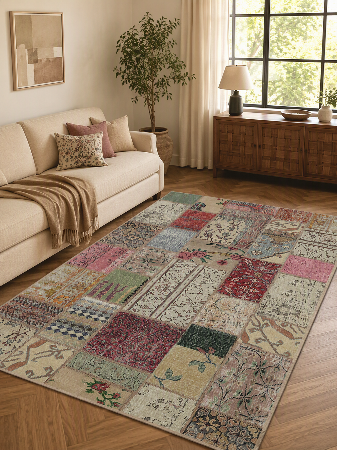 Patchwork Boho Area Rug