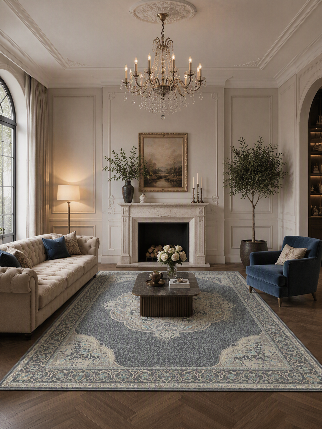 Medallion Washable Low Pile Area Rug