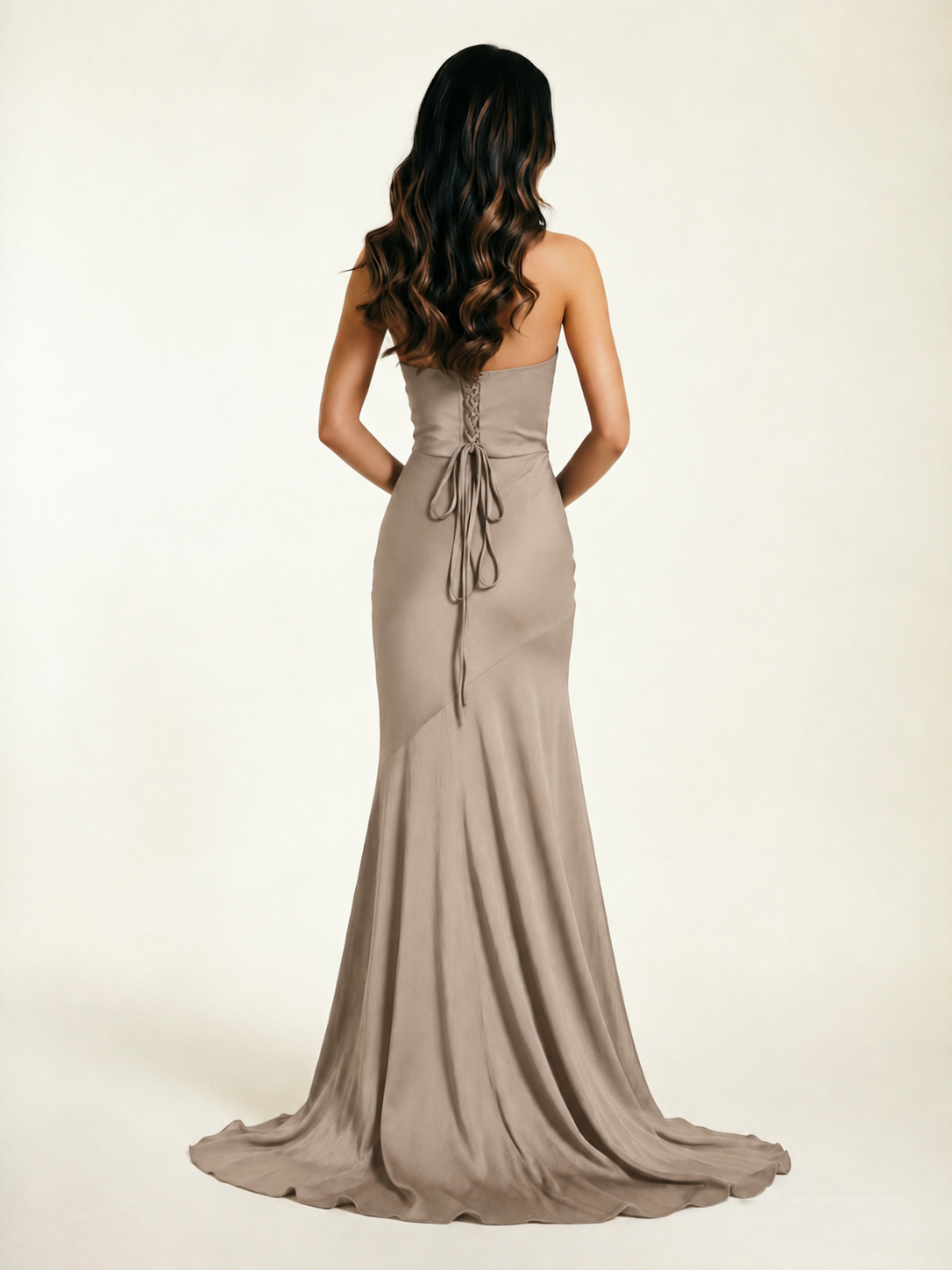 Neckline deep V sequined floor-length evening dress