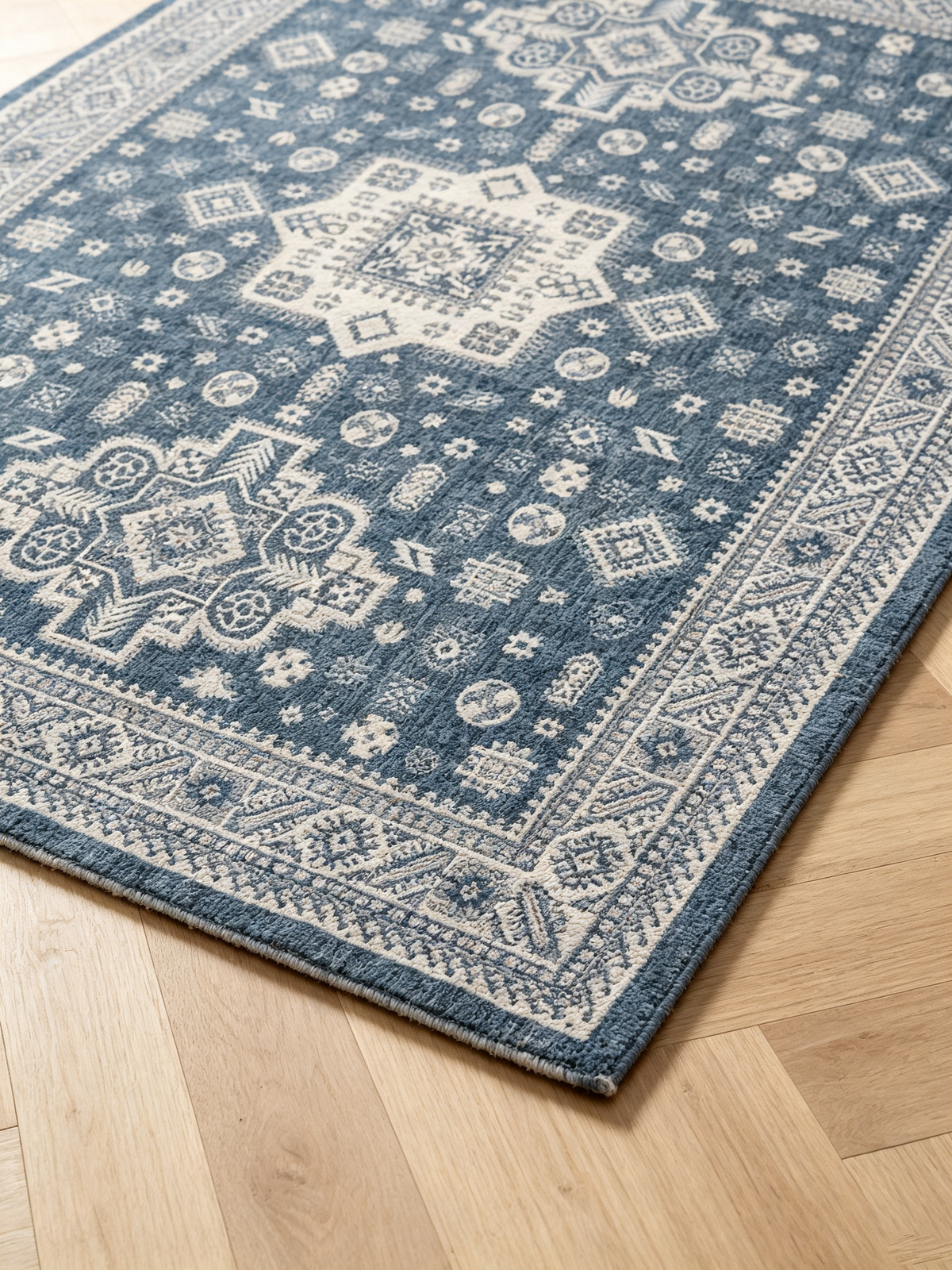 Blue Vintage Medallion Tribal‑Inspired Area Rug